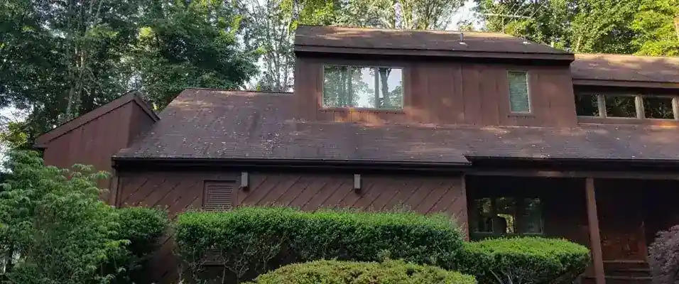 Roof of a contemporary house before washing